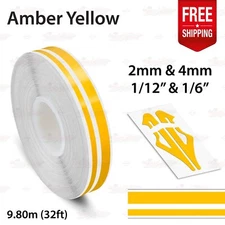 AMBER YELLOW 1/2" 12mm Twin Lines Roll PIN STRIPE Car TAPE Decal Vinyl Sticker