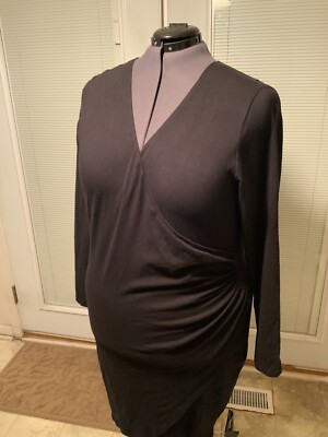 Charlotte Russe Plus Size Dress 3X Black Faux Wrap Rueshing 95% Cotton 5% |  eBay