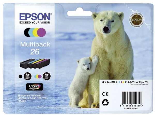 Epson C13T26164010 Epson Claria Premium Multipack T 261 Bk/C/M/Y T 26-image