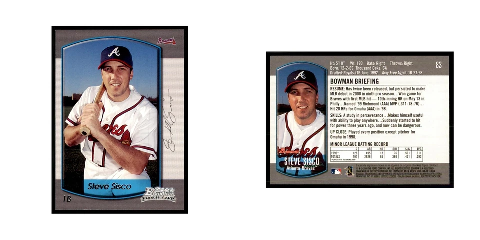 2000 Bowman Draft Picks & Rookies Steve Sisco Baseball Cards #83 - Image 3 of 3