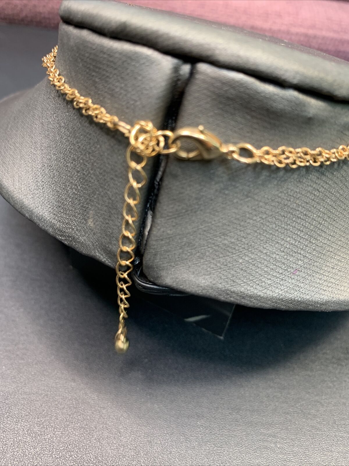 Vintage Necklace Pendant Layered Gold Blue Rhines… - image 10