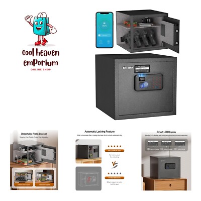 Smart Gun Safe for Multiple Pistols - Automatic Lock Safe Box with LCD Displa...