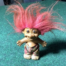 Troll Doll Russ 4" with Labels Amram's Toronto VTG pink hair pants hippy