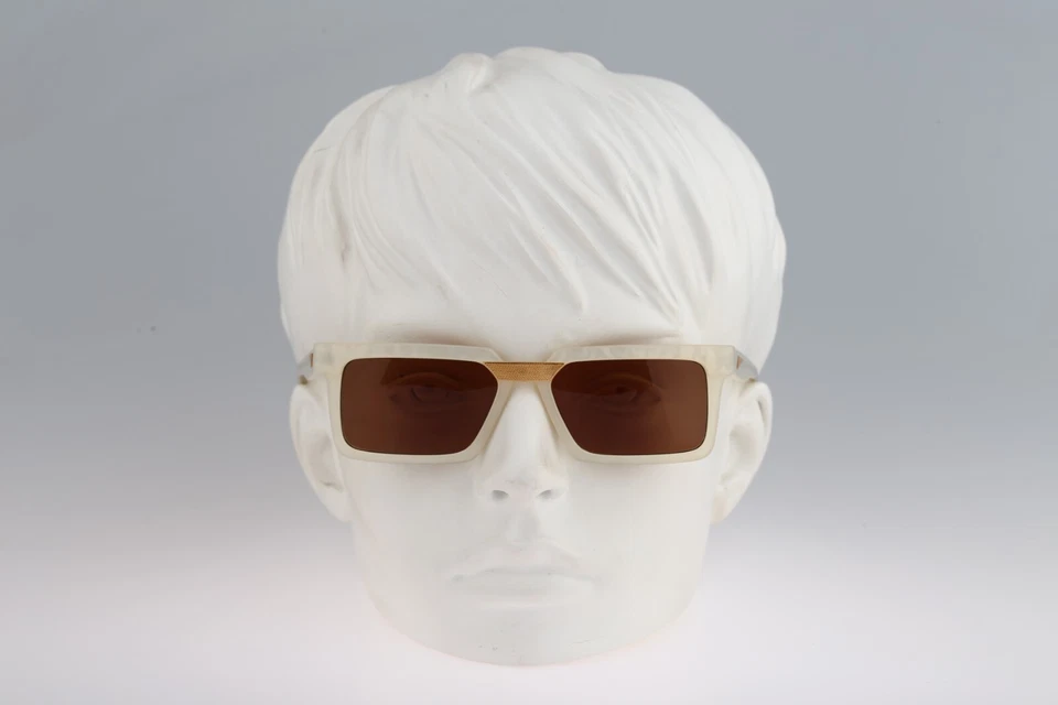 Gafas de sol Robert Rudger 120 21, vintage años 90 blanco perla rectangular nuevas de stock Foto 2 de 4