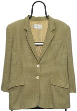 Les Copains Blazer Jacket Checked Pattern Chic Vintage Yellow - Womens M