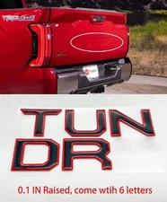2022 2023 2024 Black Red Tailgat Emblem TUNDRA Tailgate Letters Insert Badge