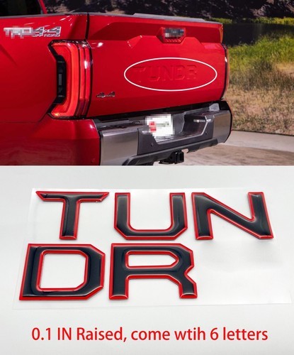 NEW Toyota Tundra Fit 2014 - 2021 Tailgate Inserts RED Letters - Foto 8