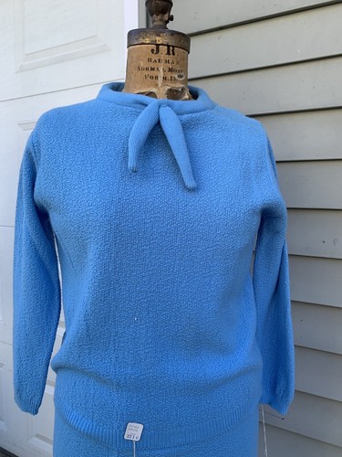 Vintage 1960er Baby blau Acryl Strick Pullover Rock Set Neu Neu NOS GRÖSSE 16 Medium - Bild 2 von 14