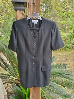 Saville Vintage Suit Size Black Blazer Pleated Midi A-Line Skirt