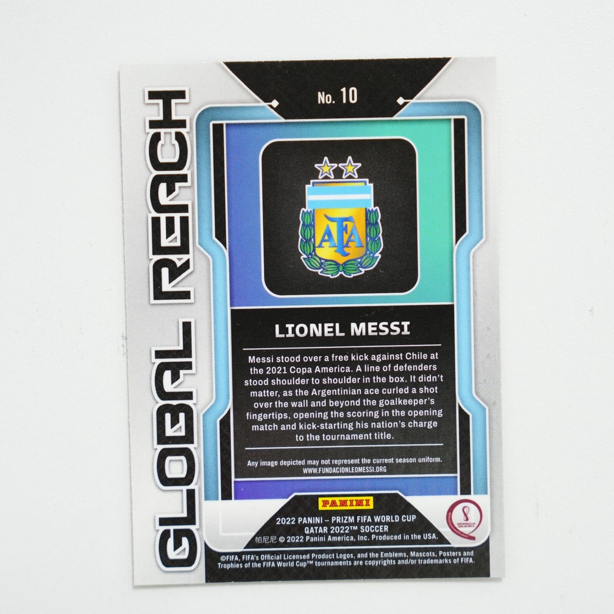 2022 Panini Prizm World Cup Qatar Lionel Messi Silver Global