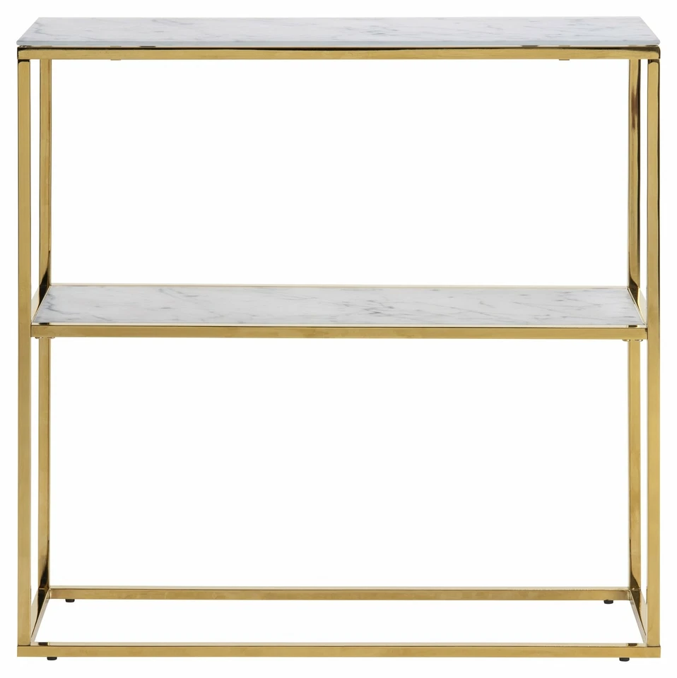 Konsolentisch Sideboard Gold Glas Weiß Marmor Flurtisch Beistelltisch Tisch - Bild 4 von 4