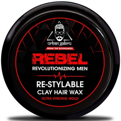 UrbanGabru Rebel Hair Styling Clay Wax for Men (Safe & Natural) - 85 gm