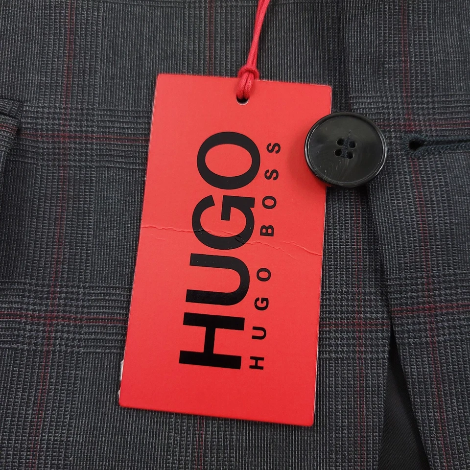 HUGO BOSS Jeffery 212 Gray & Red Window Plaid Wool Suit Jacket Blazer Mens 38R - Image 4 of 4