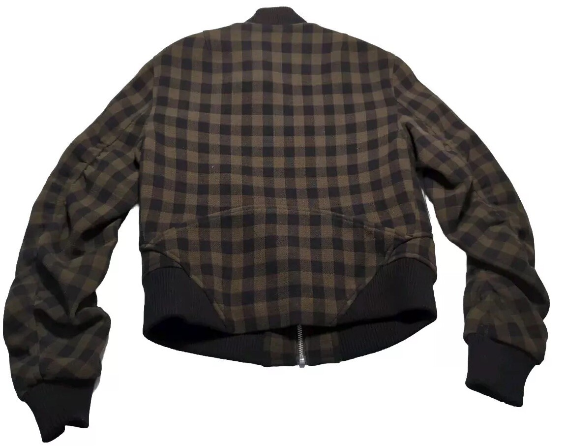 A.L.C. Women's Andrew Wool Bomber Jacket in Green Plaid Size A.L.C. Women's Andrew Wool Bomber Jacket in Green Plaid Size