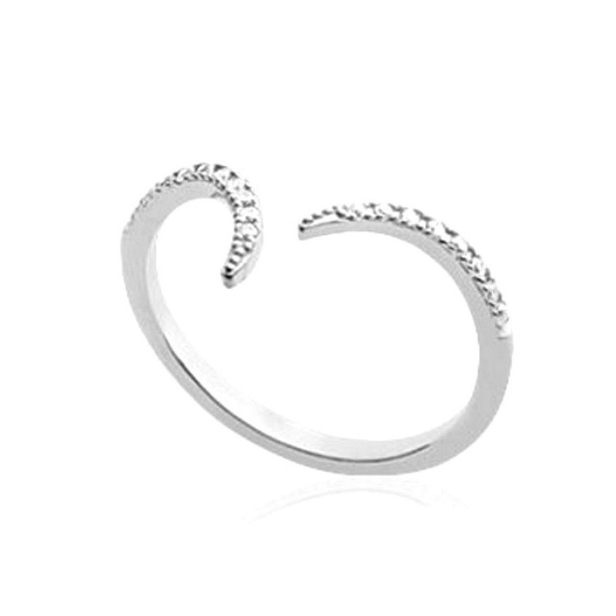 Bague argent 925 ouverte sertie de zirconium taille 52 pour femme