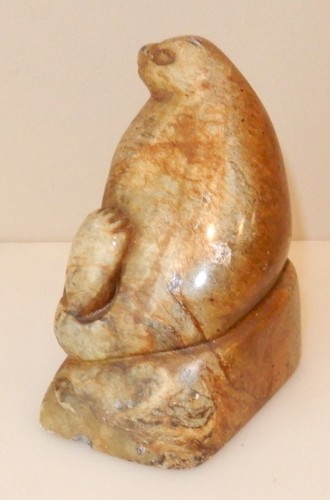 Inuit Hand Carved Seal Sculpture by Larry Shealey, 1983, 5" Tall x 4" Long x 3" - Picture 7 of 14