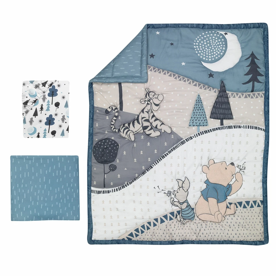 Juego de ropa de cama para cuna de bebé Disney Baby Forever Pooh de Lambs & Ivy - azul Foto 2 de 4