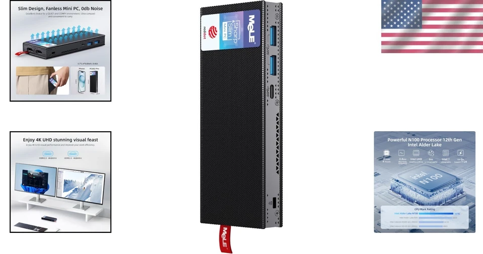Powerful Fanless Mini PC Stick N100 - 4K UHD Dual HDMI, Ideal for Business Use - Image 2 of 4