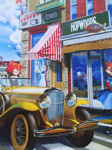 Spilsbury 300 Piece Puzzle "City of Animals" 18"x24" Premium Linen Art World - 第 4/4 張圖片