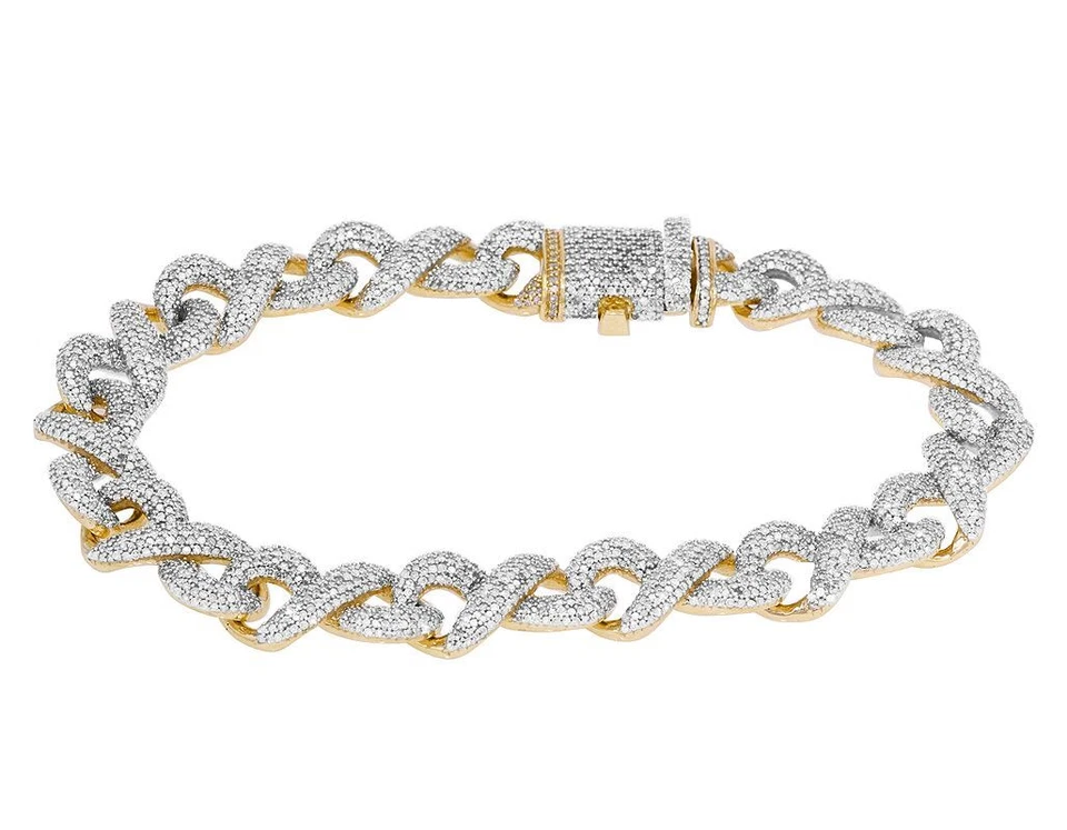 Brazalete Cubano Diamante Real 6 1/5 CT Infinity Link Oro 10K 10mm 8" Foto 3 de 4