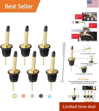 Precision Pourers Set for Olive Oil, Vinegar, and Liquor Bottles - 6 Pcs