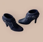 Doll Shoes Mattel Barbie Black Silver Studded Ankle Boots.