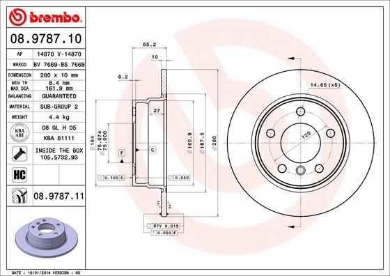 2X Bremsscheibe Hinten Brembo 08978711 FÜR BMW Bremsscheiben Scheibenbremse-image