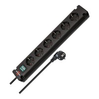 Bremounta Steckdosenleiste 6-Fach Schwarz 3M H05VV-F 3G1,5