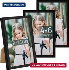 4X6 Picture Frame Set of 3, Made of High Definition Glass for 4 X 6, Wall and Ta