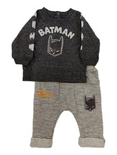 Infant Boys Batman Gray Long Sleeve Shirt  Jogger Pants Outfit 0/3M