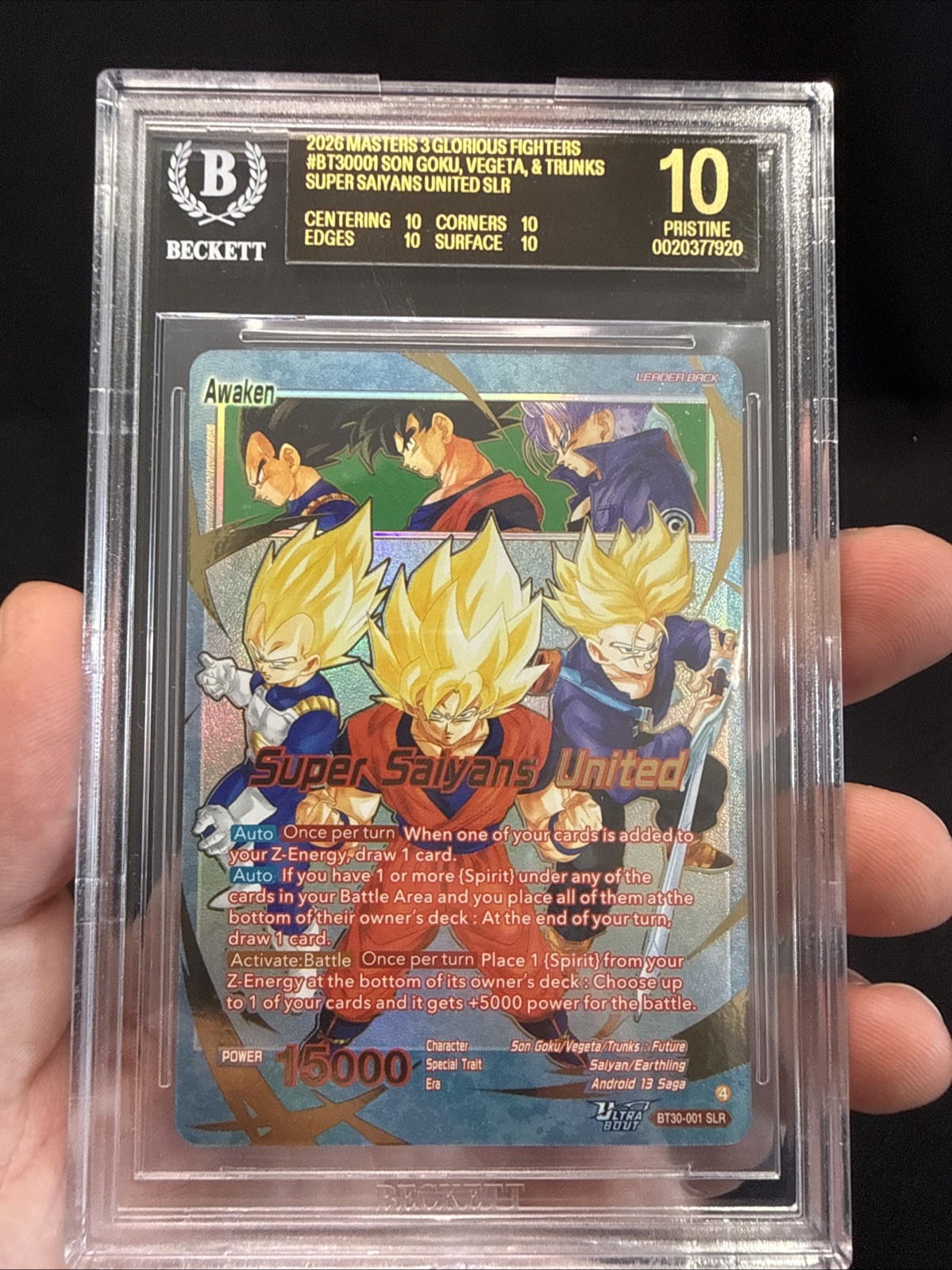 BT30-001 Son Goku Vegeta Trunks SRL BLACK LABEL BGS 10 Dragon Ball Super Masters view 3
