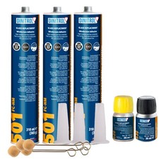 3 x DINITROL 501 FAST CURE WINDSCREEN FITTING KIT BOND ADHESIVE GLUE SEALANT OEM