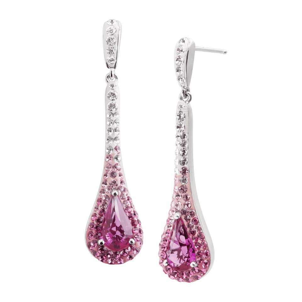 Brincos de lágrima alongados Crystaluxe com cristais prata esterlina