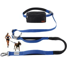 Hands Free Dog Leash with Zipper Pouch Double Handle Running Reflective Bunge...
