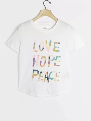 Anthropologie Love Hope Peace Graphic Tee