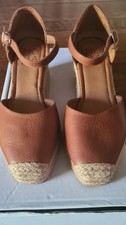 Image of Moda In Pelle Wedge Sandal Galiana Tan Leather UK Size 4 brand new