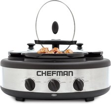 Chefman Triple Slow Cooker & Buffet Server with 3 Removable 1.5 Qt Oval Crocks