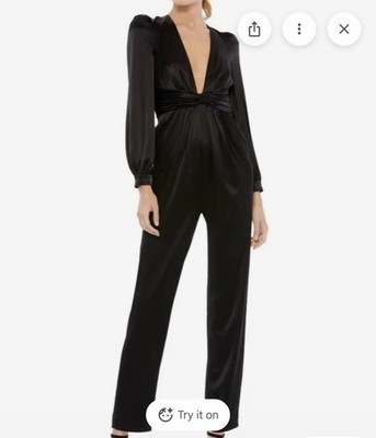 NWT IEENA for Mac Duggal A2647 Plunging Neckline Jumpsuit Size 2