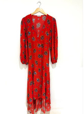Ganni Red Floral Wrap Maxi Dress UK 10