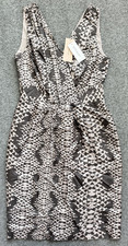 NWT Banana Republic Silk Animal Print Dress 00P Petite Lined Sleeveless V-Neck