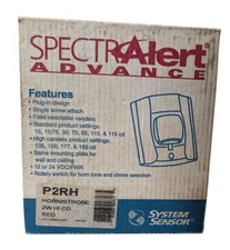 System Sensor P2RH Horn Strobe, Red, Wall Mount, 2 Wire, "FIRE", High Candela