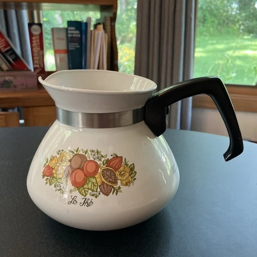 Vintage Corning Ware 6-Cup Coffee/Tea Pot P-104-8 Spice of Life "Le The" no lid