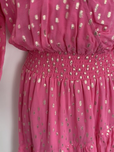 Lilly Pulitzer Pink Gold Metallic Dress Size 8 Lightweight Made In India - Picture 4 of 9