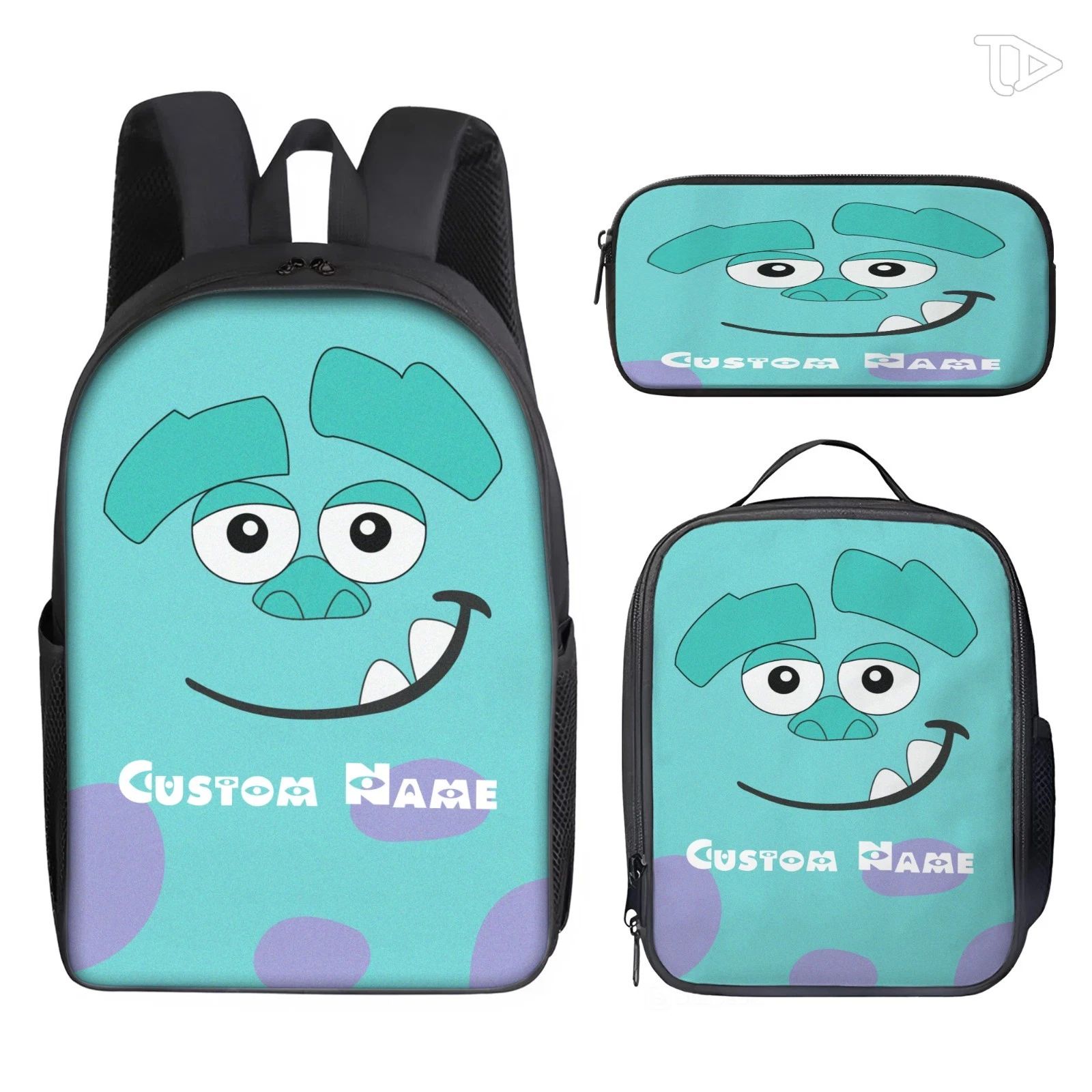 Personalized Cute One-Eyed Creature School Bag 3-Piece Set
