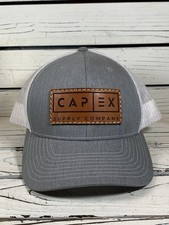 Snapback Trucker Hat Gray One Size Leather Patch Mesh Back