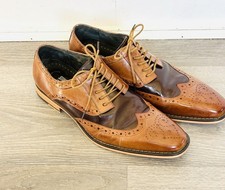 Stacy Adams Tinsley Wingtip Oxford Shoe Tan And Brown Leather size 9.5 