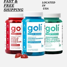 NEW Goli Zero Sugar 3-in-1 Probiotic Apple Cider Vinegar Vitamin B12&Probiotics