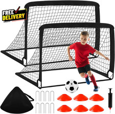 Kids Soccer Goals for Backyard Set - 2 Pack of 4 X 3 Portable Pop up Soccer Nets