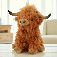Highland Cow Plush Toy, 25cm Soft Stuffed Farm Animal, Cute Fluffy Cattle Doll