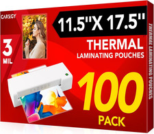 100 Pack Laminating Sheets, Hold 11 X 17 Inch Sheet, 3 Mil Clear Thermal Laminat